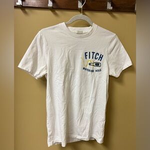 Abercrombie & Fitch White Short Sleeve Tee with Navy & Yellow Logo